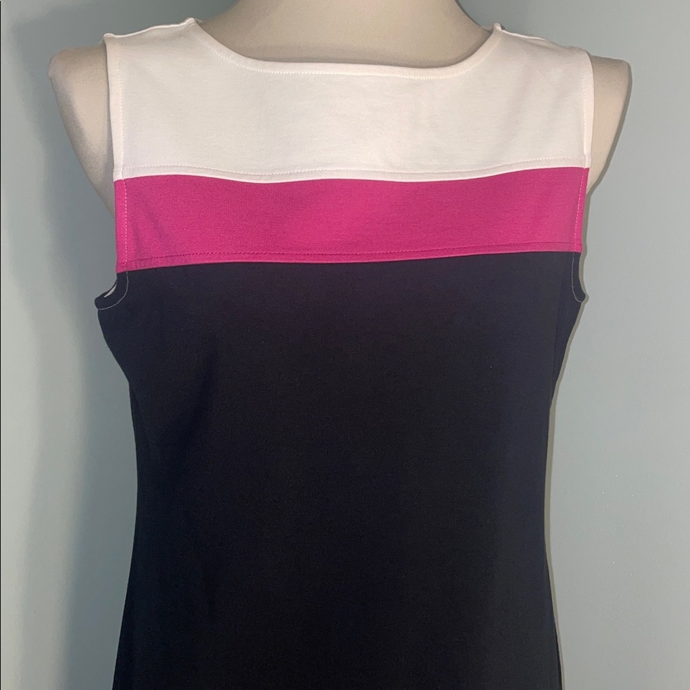 NWT Talbots Sleeveless Midi Dress - Black, Pink, White.